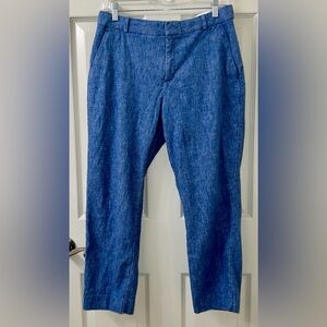 Banana Republic Avery Blue Heathered Linen Blend Ankle Trouser Pants sz 12